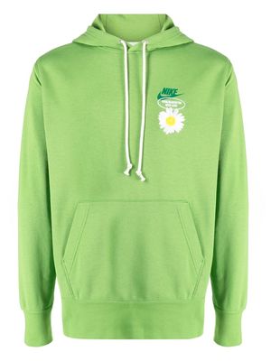 Nike French Terry floral-embroidery hoodie - Green