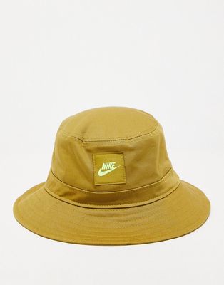 Nike Futura logo bucket hat in mustard-Yellow