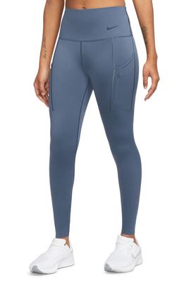 Nike Go Therma-FIT High Waist 7/8 Pocket Leggings in Diffused Blue/Black
