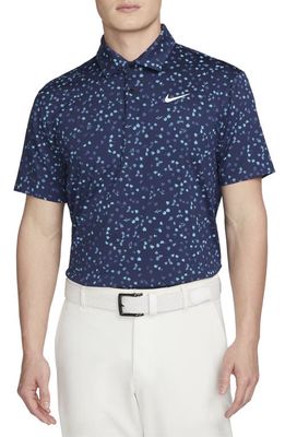 Nike Golf Dri-FIT Tour Floral Performance Golf Polo in Midnight Navy/White