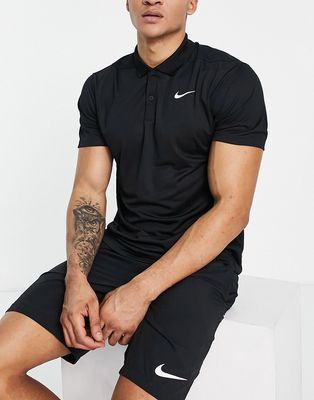 Nike Golf Victory Swoosh chest polo in black