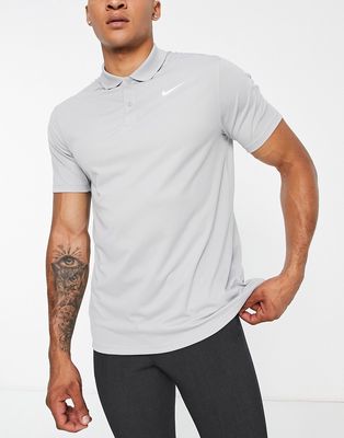 Nike Golf Victory Swoosh chest polo in gray