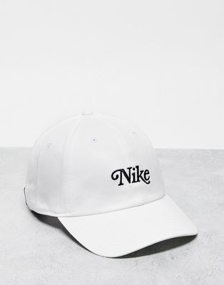 Nike H86 script logo washed cap in white