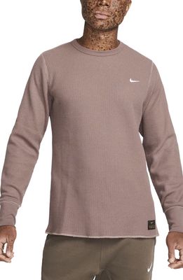 Nike Heavyweight Waffle Knit Top in Plum/Taupe/White