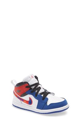 Nike Jordan Air Jordan 1 Mid SE Basketball Shoe in White/Red/Blue/Black