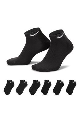 Nike Kids' 6-Pack Dri-FIT Everyday Cushioned Ankle Socks in 010 Black/White