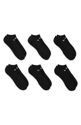 Nike Kids' 6-Pack Everyday Cushioned No-Show Training Socks in Black/White