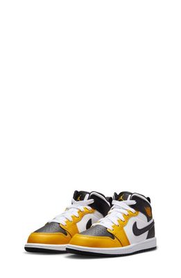 Nike Kids' Air Jordan 1 Mid Sneaker in Yellow Ochre/Black/White