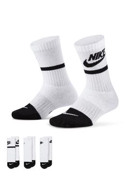 Nike Kids' Assorted 3-Pack Crew Socks in White