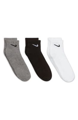 Nike Kids' Assorted 3-Pack Dri-FIT Everyday Cushioned Ankle Socks in Grey Multi Color