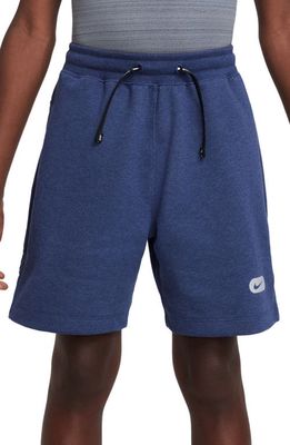 Nike Kids' Athletics Fleece Training Shorts in Midnight Navy/Grey