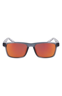 Nike Kids' Cheer 49mm Rectangular Sunglasses in Dark Grey/Orange Mirror