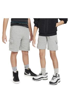 Nike Kids' Club Fleece Cargo Shorts in Dark Grey Heather/Grey/White