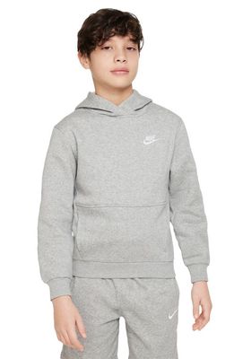 Nike Kids' Club Fleece Hoodie in Grey Heather/White