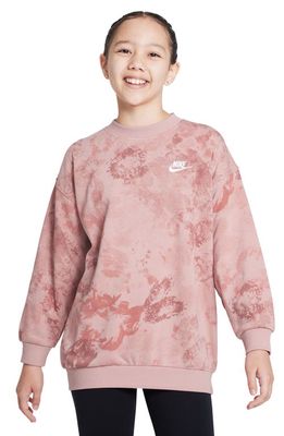 Nike Kids' Club Fleece Oversize French Terry Sweatshirt in Red Stardust/White at Nordstrom