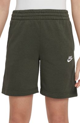 Nike Kids' Club Fleece Shorts in Cargo Khaki/White