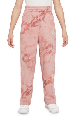 Nike Kids' Club French Terry Wide Leg Pants in Red Stardust/White