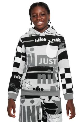 Nike Kids' Club Sportswear Fleece Hoodie in Smoke Grey/White