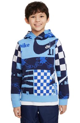 Nike Kids' Club Sportswear Fleece Hoodie in University Blue/White