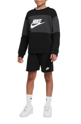 Nike Kids' Colorblock Cotton Blend French Terry Tracksuit in Black/Dk Smoke Grey/White