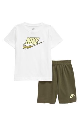 Nike Kids' Cotton Blend Graphic T-Shirt & Shorts Set in Cargo Khaki