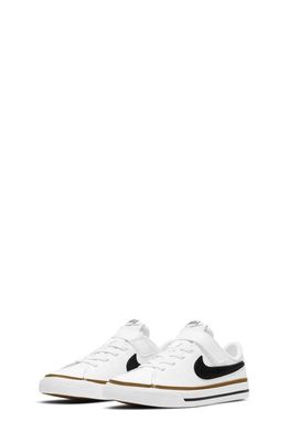 Nike Kids' Court Legacy Sneaker in White/Black/Ochre/Brown