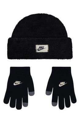 Nike Kids' Cozy Peak Banie & Gloves Set in Black