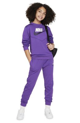 Nike Kids' Crewneck Sweatshirt & Joggers Set in Purple Cosmos/White/White