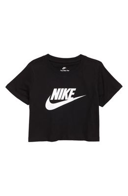 Nike Kids' Cropped Cotton Logo Graphic T-Shirt in Black