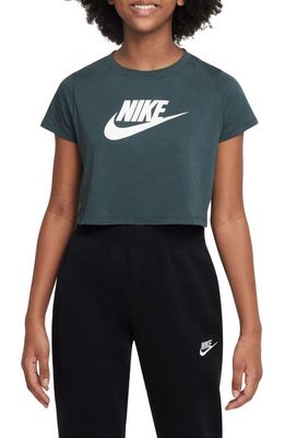 Nike Kids' Cropped Cotton Logo Graphic T-Shirt in Deep Jungle