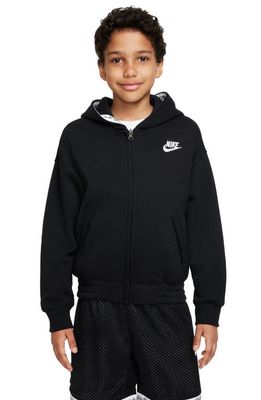 Nike Kids' Culture of Basketball Dri-FIT Zip-Up Graphic Hoodie in Black/White