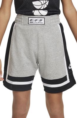 Nike Kids' Culture of Basketball Fleece Shorts in Dk Grey Heather/White