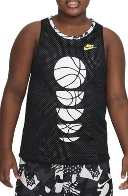 Nike Kids' Culture of Basketball Reversible Mesh Tank in Black/White/Opti Yellow