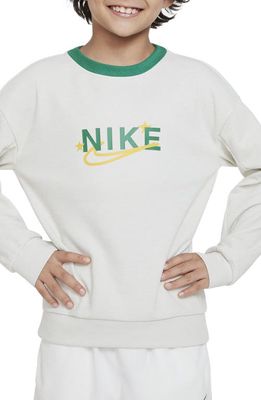 Nike Kids' Dri-FIT Crewneck Sweatshirt in Bone/Malachite/Yellow