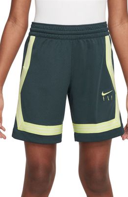 Nike Kids' Dri-FIT Fly Crossover Shorts in Deep Jungle/Lemon Twist