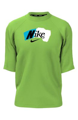 Nike Kids' Dri-FIT Hydroguard Short Sleeve Rashguard in Green Strike