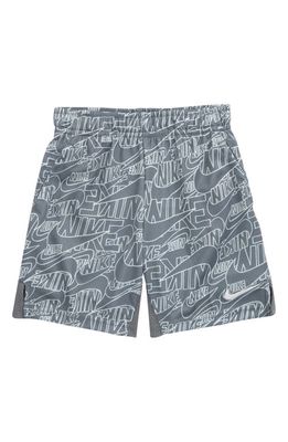 Nike Kids' Dri-FIT Logo Print Shorts in Smoke Grey