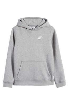 Nike Kids' Embroidered Logo Hoodie in Carbon Heather/white