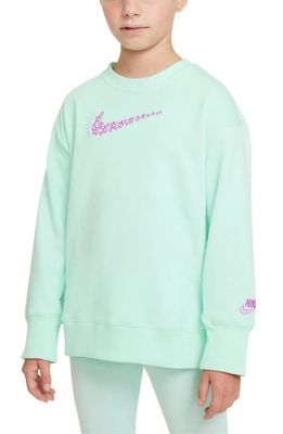 Nike Kids' Embroidered Logo Sweatshirt in Mint Foam/Violet Shock