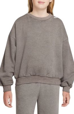 Nike Kids' Fleece Logo Sweatshirt in Cave Stone/Cave Stone