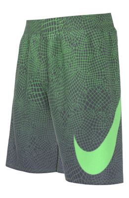 Nike Kids' Geometric Print Swim Trunks in Green Strike