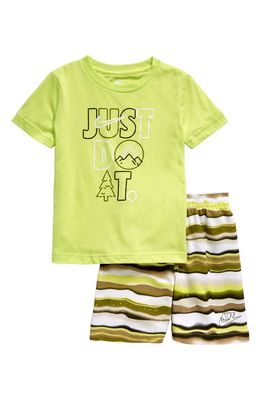 Nike Kids' Graphic T-Shirt & French Terry Shorts in Moss