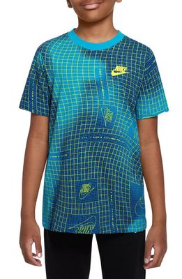 Nike Kids' Grid Cotton Graphic Tee in Baltic Blue/Baltic Blue