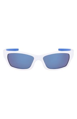 Nike Kids' Jolt 57mm Mirrored Modified Rectangular Sunglasses in White/Blue Mirror