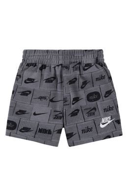 Nike Kids' Logo Print Athletic Shorts in Smoke Grey