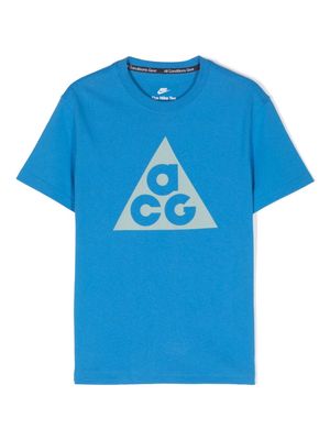 Nike Kids logo-print cotton T-shirt - Blue