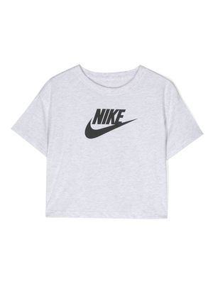 Nike Kids logo-print cropped T-shirt - Grey