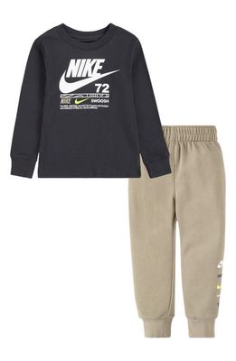 Nike Kids' Long Sleeve Graphic T-Shirt & Joggers Set in Khaki