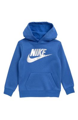 Nike Kids' Metallic Swoosh Pullover Hoodie in Signal Blue