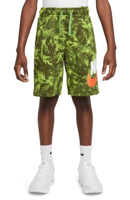 Nike Kids' Print French Terry Shorts in Chlorophyll